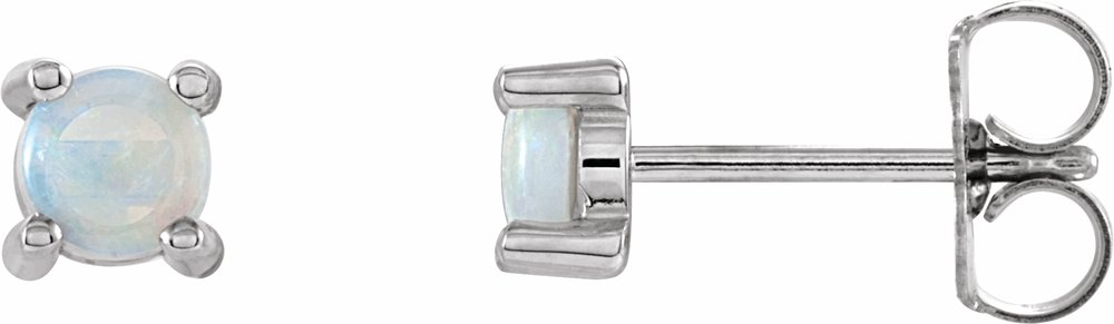 14K White Gold 4 mm Natural White Opal Earrings