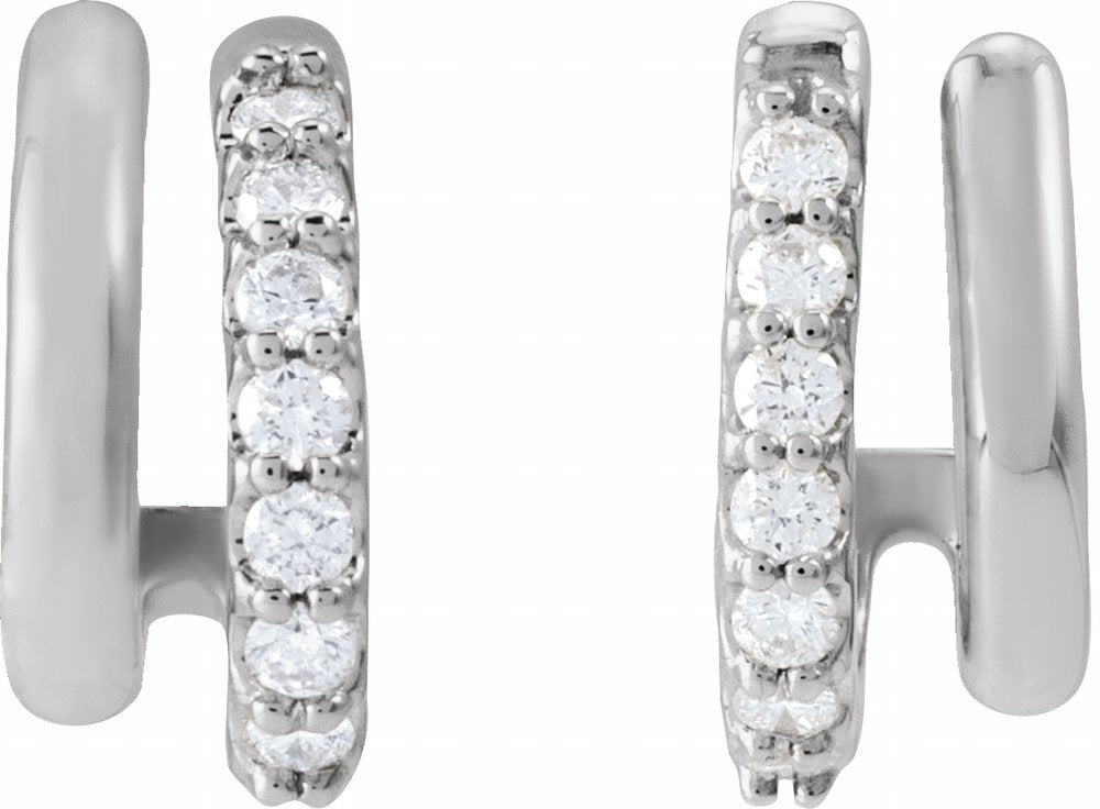 14K White Gold 1/5 CTW Lab-Grown Diamond Stacked 11.7 mm Double J-Hoop Earrings