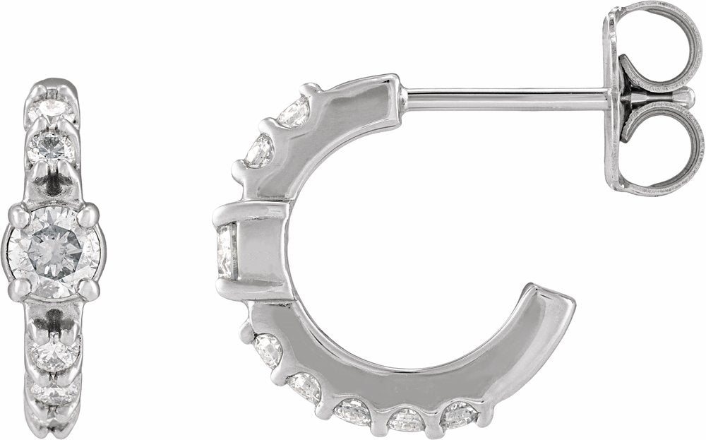 14K White Gold 3/8 CTW Lab-Grown Diamond 12 mm Hoop Earrings