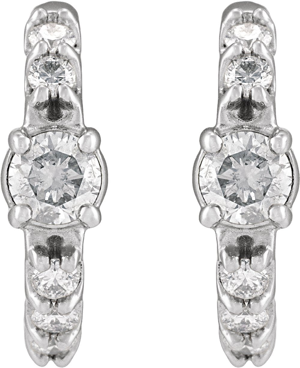14K White Gold 3/8 CTW Lab-Grown Diamond 12 mm Hoop Earrings