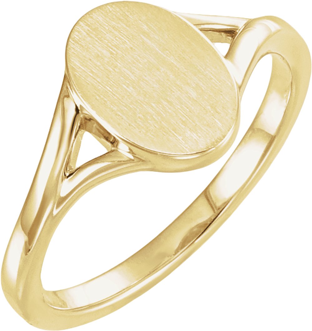14K Yellow Gold 11x7.5 mm Oval Signet Ring