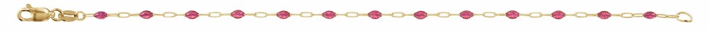 14K Yellow Gold-Filled 1.6 mm Pink Enamel Bead Paperclip-Style 7" Chain