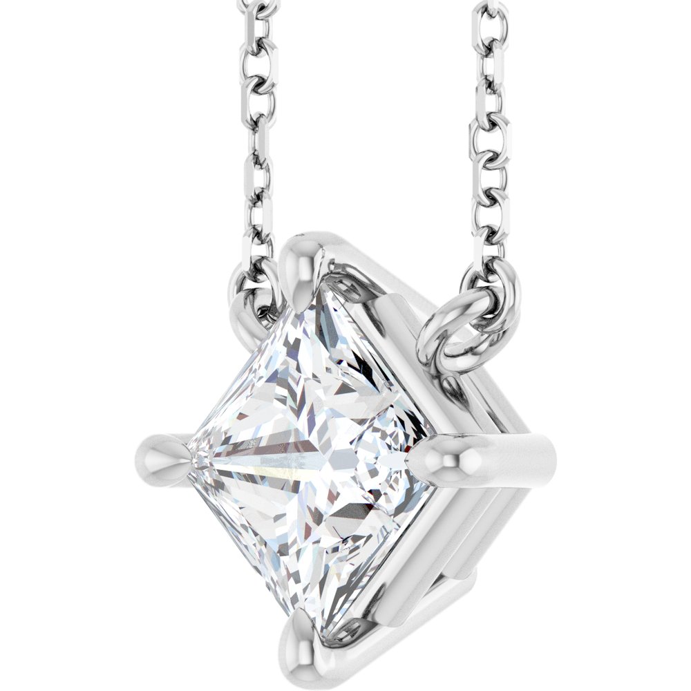 14K White Gold 1/2 CTW Natural Diamond Solitaire 16" Necklace