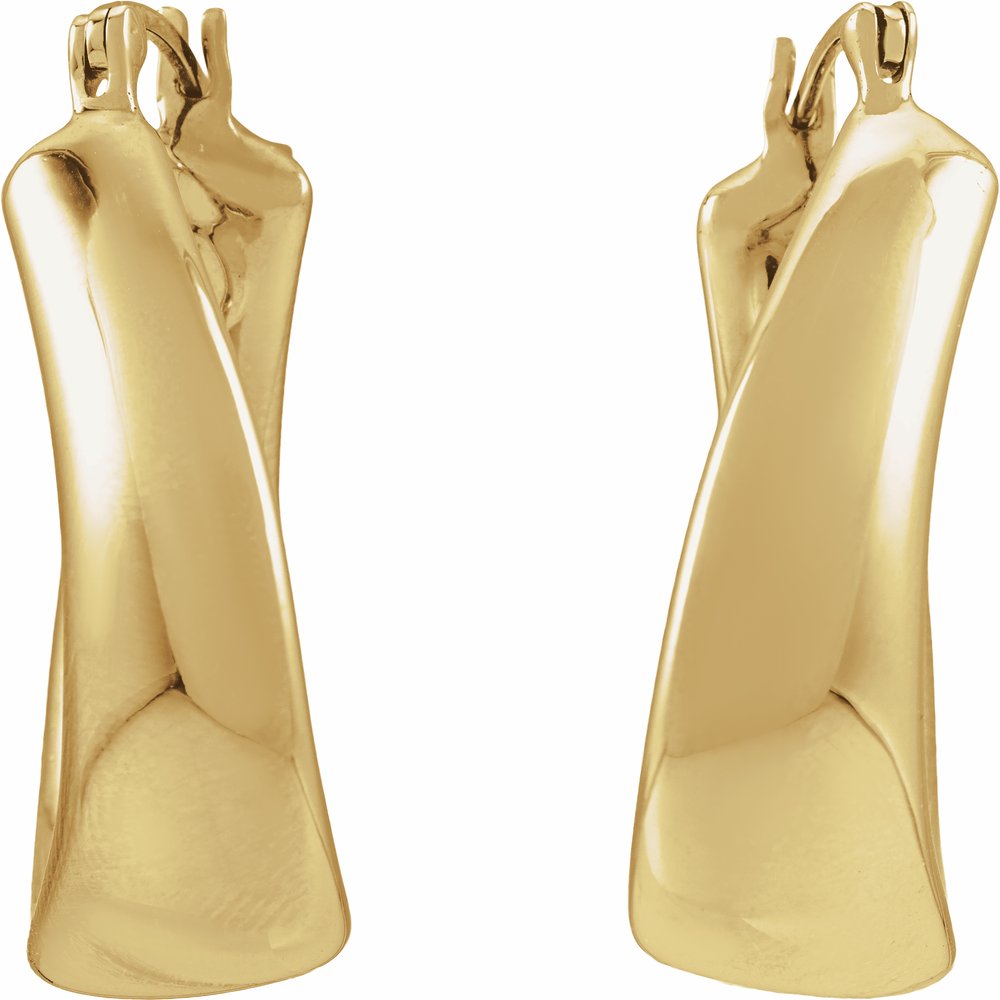 14K Yellow Gold Electroform Puffed 25 mm Hoop Earrings