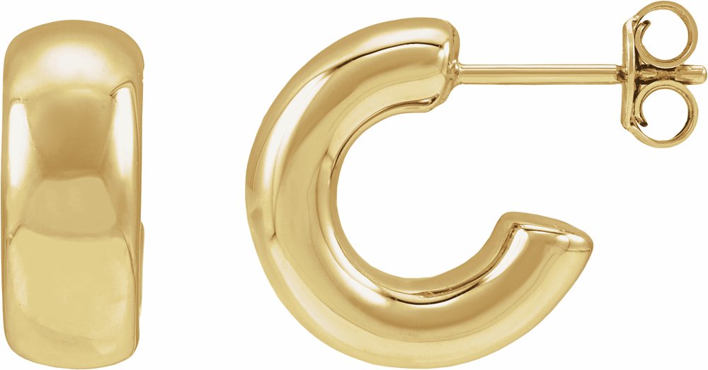 14K Yellow Gold Electroform Puffed 15 mm Hoop Earrings
