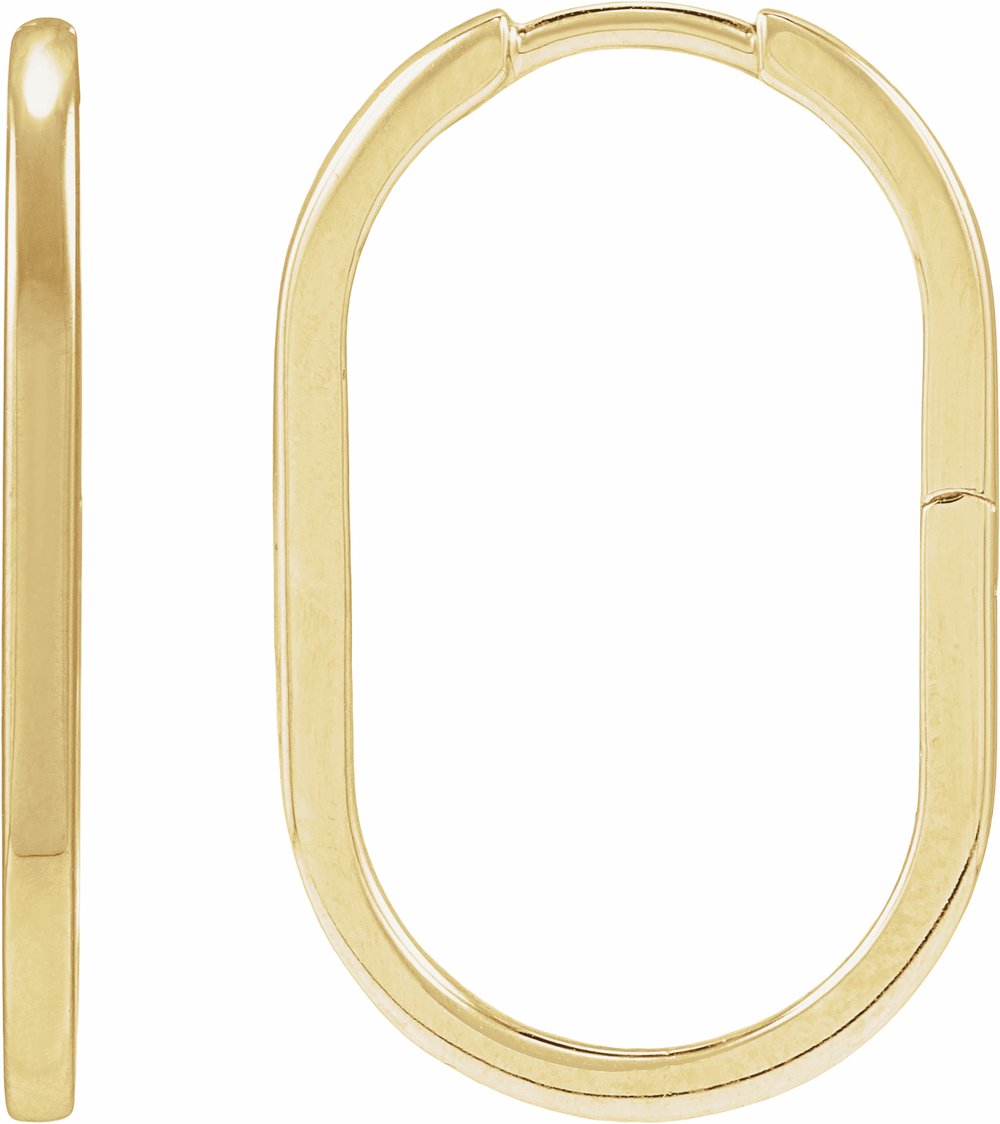 14K Yellow Gold Elongated Oval 23.6 mm Hoop Earrings