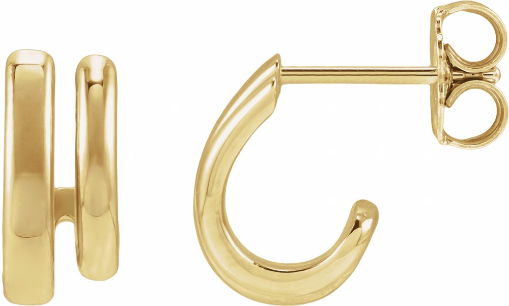 14K Yellow Gold Stacked 11 mm Double J-Hoop Earrings