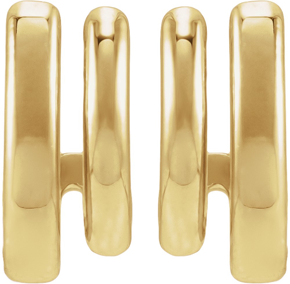 14K Yellow Gold Stacked 11 mm Double J-Hoop Earrings