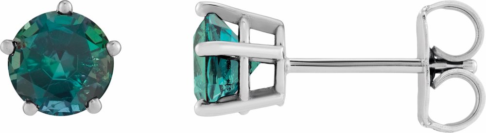 14K White Gold Lab-Grown Alexandrite Stud Earrings
