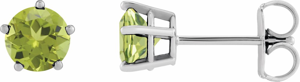 Sterling Silver Natural Peridot Stud Earrings