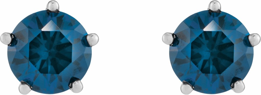 Sterling Silver Natural London Blue Topaz Stud Earrings