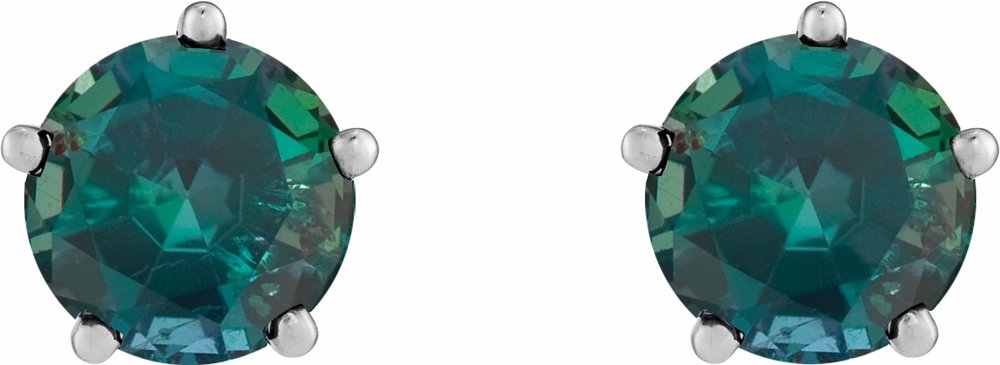 14K White Gold Lab-Grown Alexandrite Stud Earrings