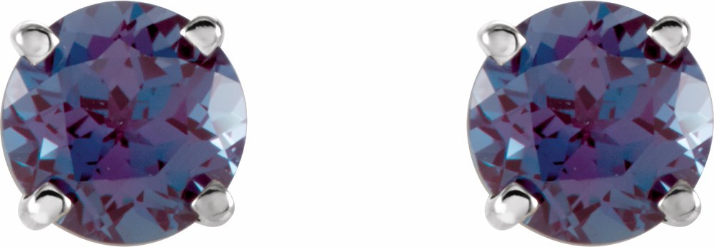 14K White 5 mm Lab-Grown Alexandrite Earrings