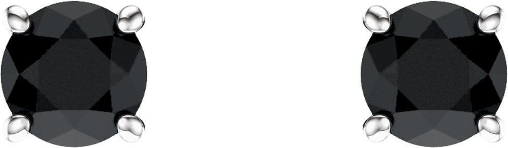 14K White Gold 5 mm Natural Black Onyx Earrings