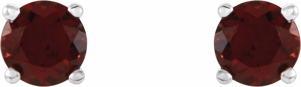 14K White 4 mm Natural Mozambique Garnet Earrings