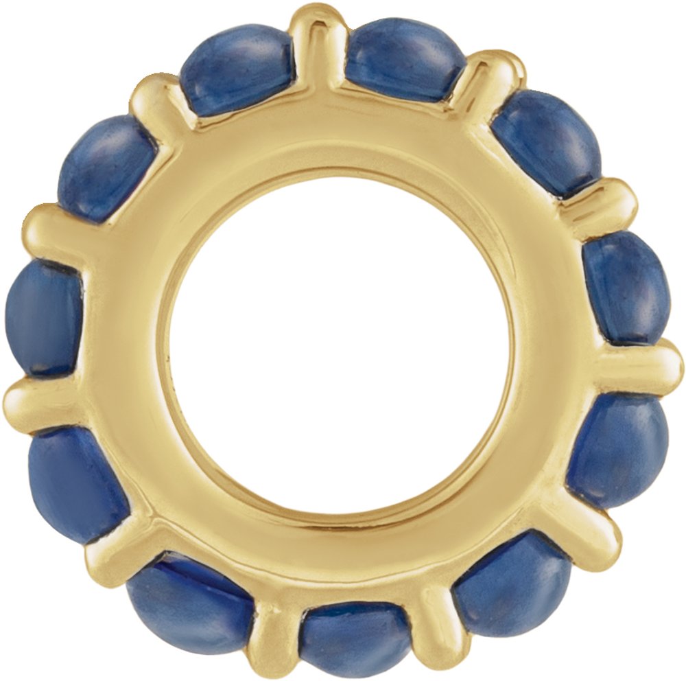 14K Yellow Gold Lab-Grown Blue Sapphire Cabochon Spacer Charm/Pendant