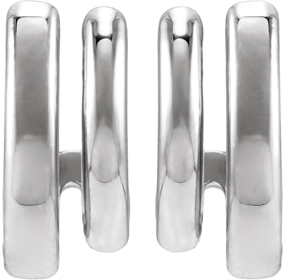 Sterling Silver Stacked 11 mm Double J-Hoop Earrings