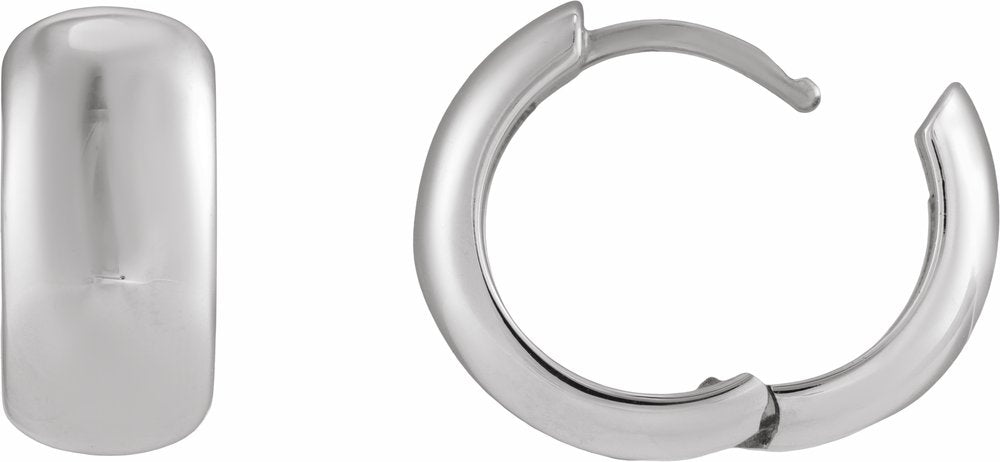 14K White Gold Hinged 15 mm Hoop Earrings