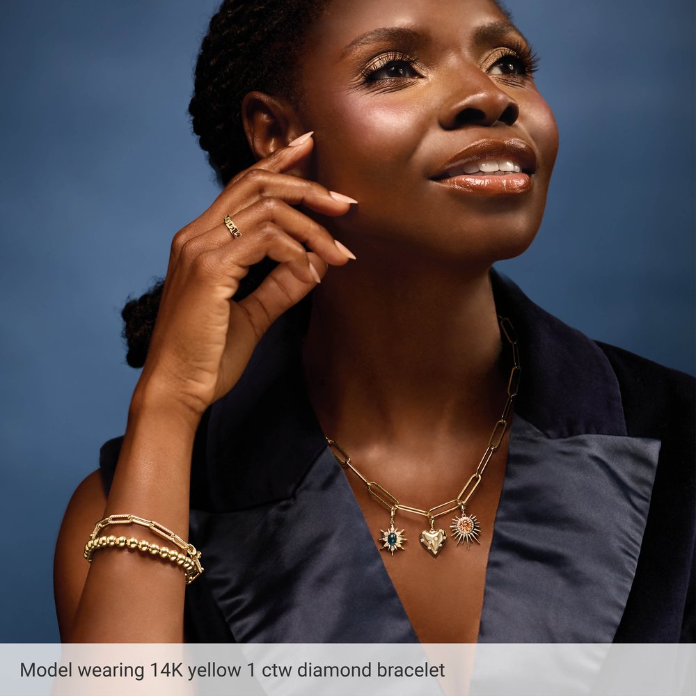 14K White Gold 1 CTW Natural Diamond Link 7" Bracelet