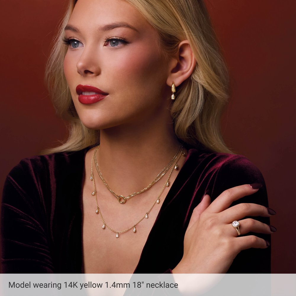 10K Yellow 1.4 mm Diamond-Cut Cable 24" Chain