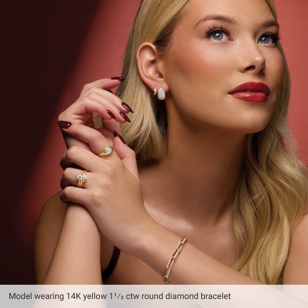 14K White Gold 1 1/2 CTW Lab-Grown Diamond Paperclip-Style 7" Bracelet