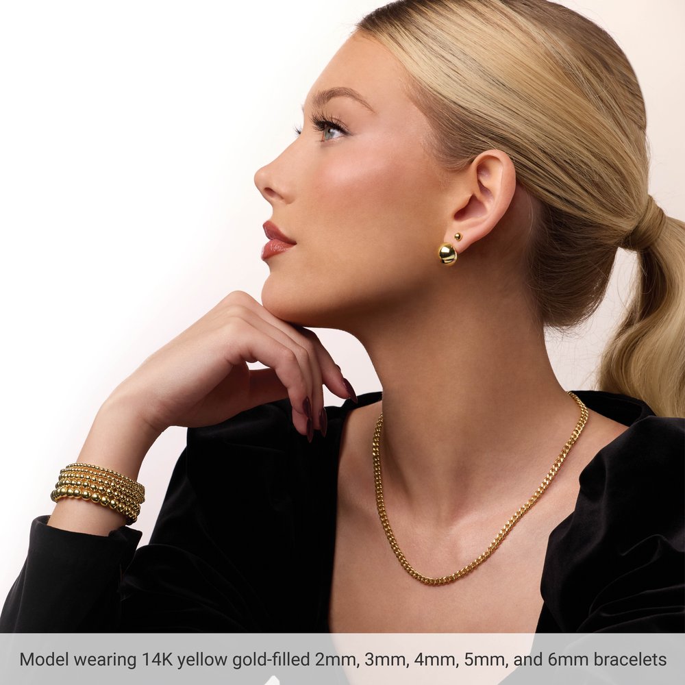 14K Yellow Gold-Filled 3 mm Elastic Bead 6 1/2" Bracelet