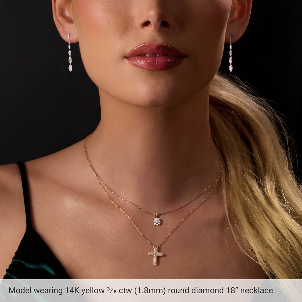 14K Yellow Gold 3/8 CTW Natural Diamond Cross 18" Necklace
