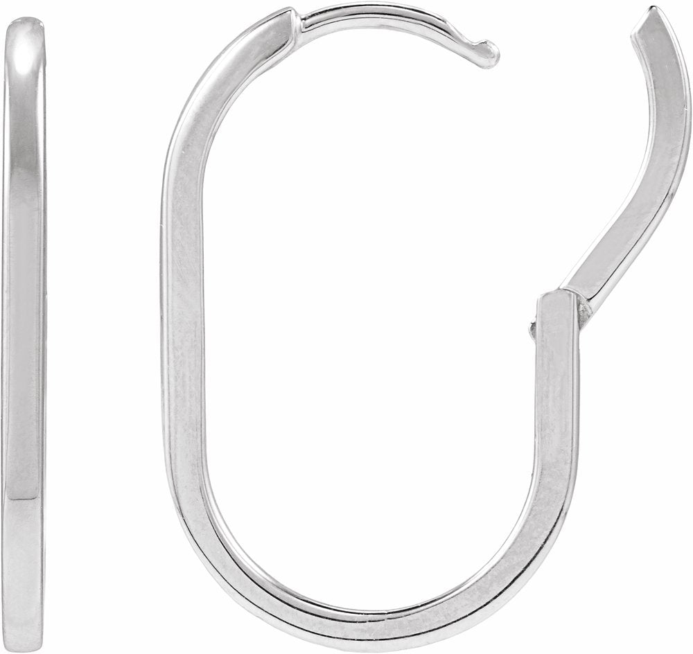 Sterling Silver Elongated Oval 23.6 mm Hoop Earrings