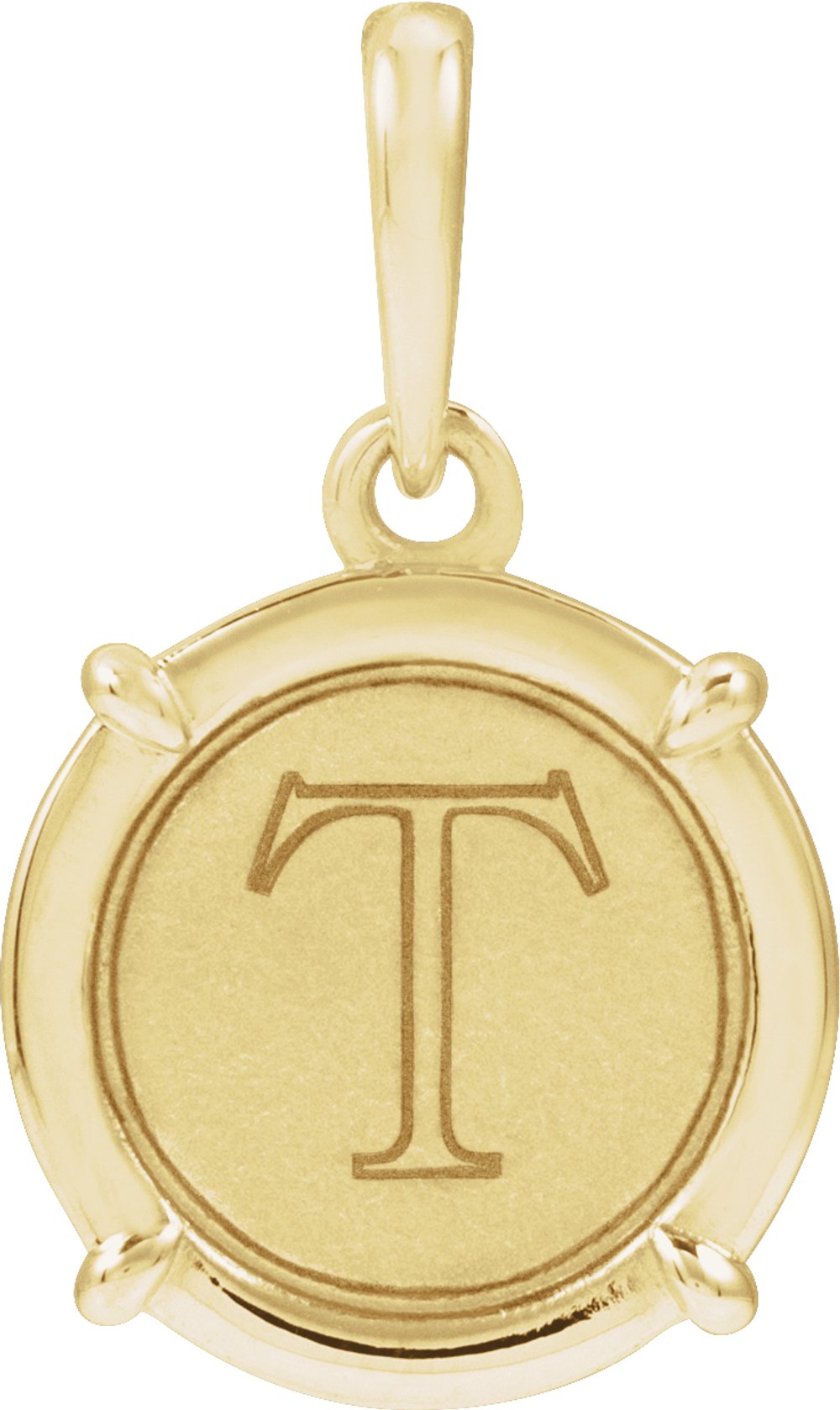 14K Yellow Gold Engravable Round Pendant