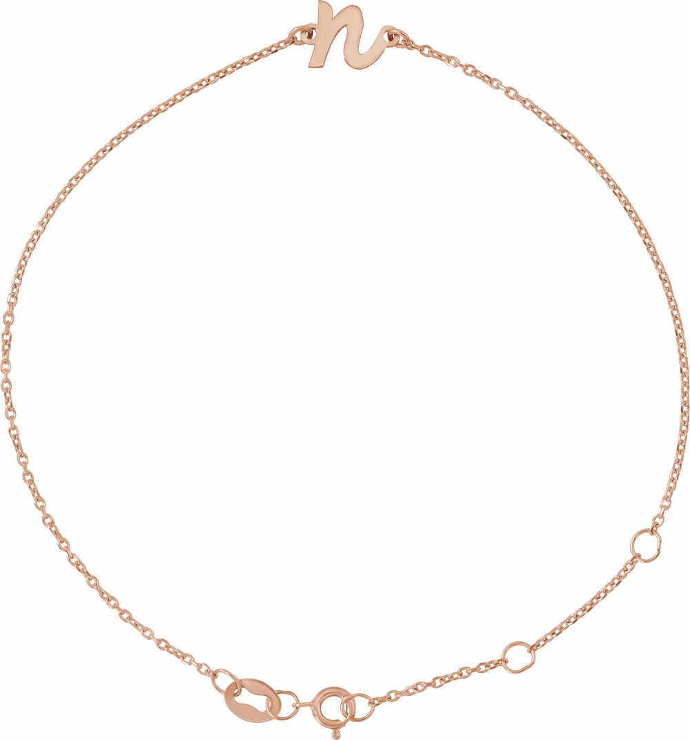 14K Rose Initial N 6 1/2-7 1/2" Bracelet