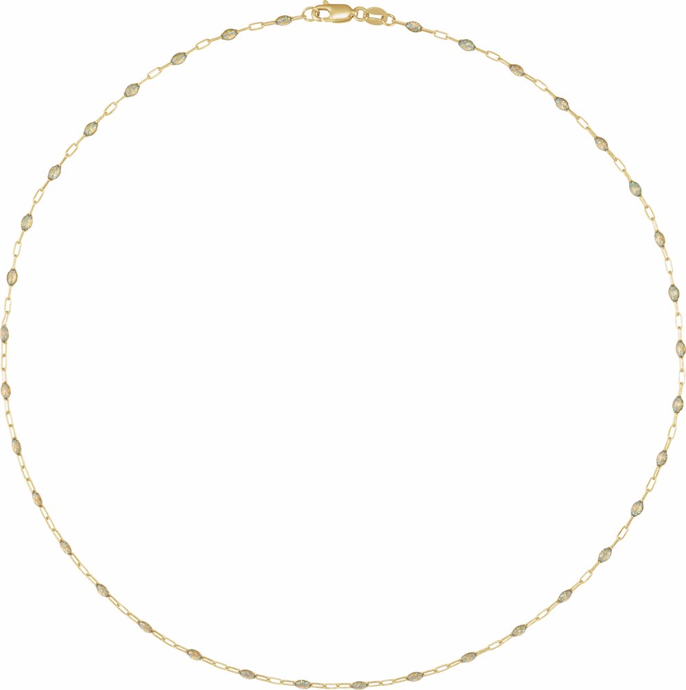 14K Yellow Gold-Filled 1.6 mm Multi-Color Enamel Bead Paperclip-Style 20" Chain