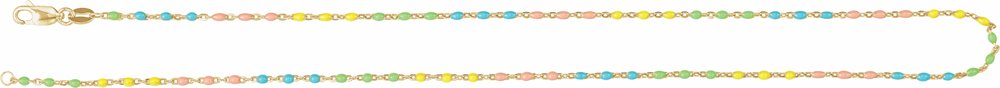 14K Yellow Gold-Filled 1.7 mm Multicolor Enamel Bead Cable 16" Chain