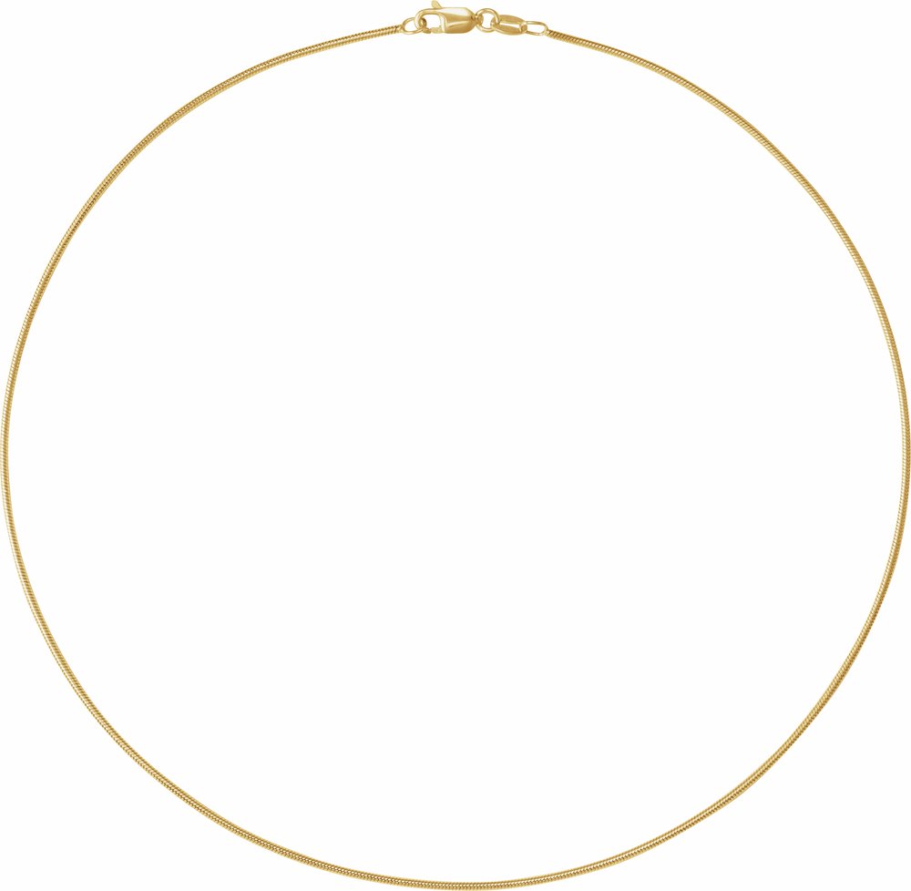 14K Yellow Gold-Filled 1.2 mm Round Snake 16" Chain