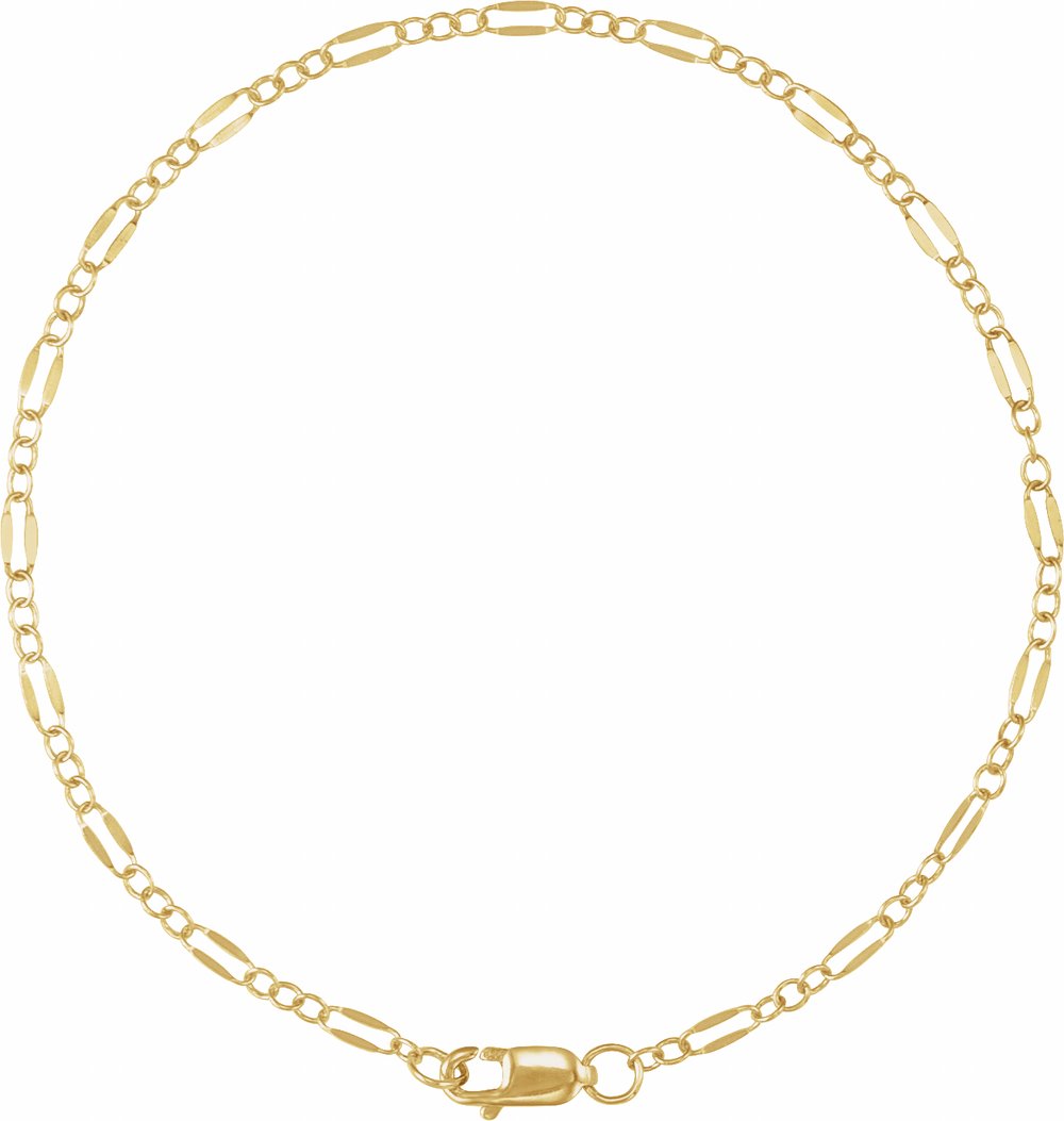 14K Yellow Gold-Filled 2.3 mm Dapped Cable 7" Chain