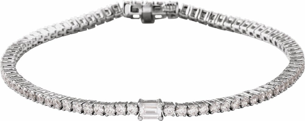 14K White Gold 3 CTW Lab-Grown Diamond Line 7" Bracelet