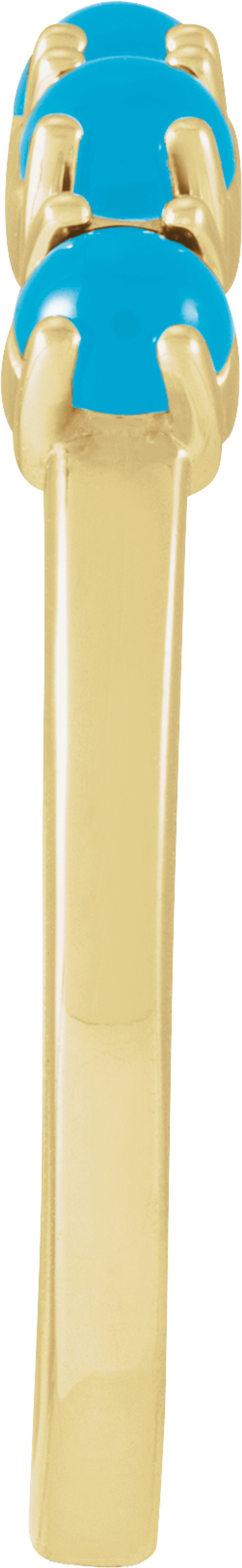 14K Yellow Gold Natural Turquoise Cabochon Stackable Ring