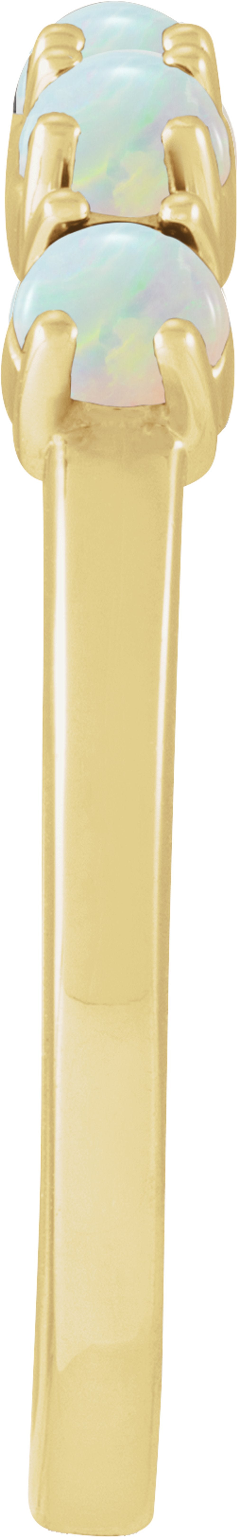 14K Yellow Gold Natural White Opal Cabochon Stackable Ring