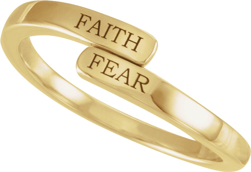14K Yellow Gold Faith Over Fear Bypass Ring