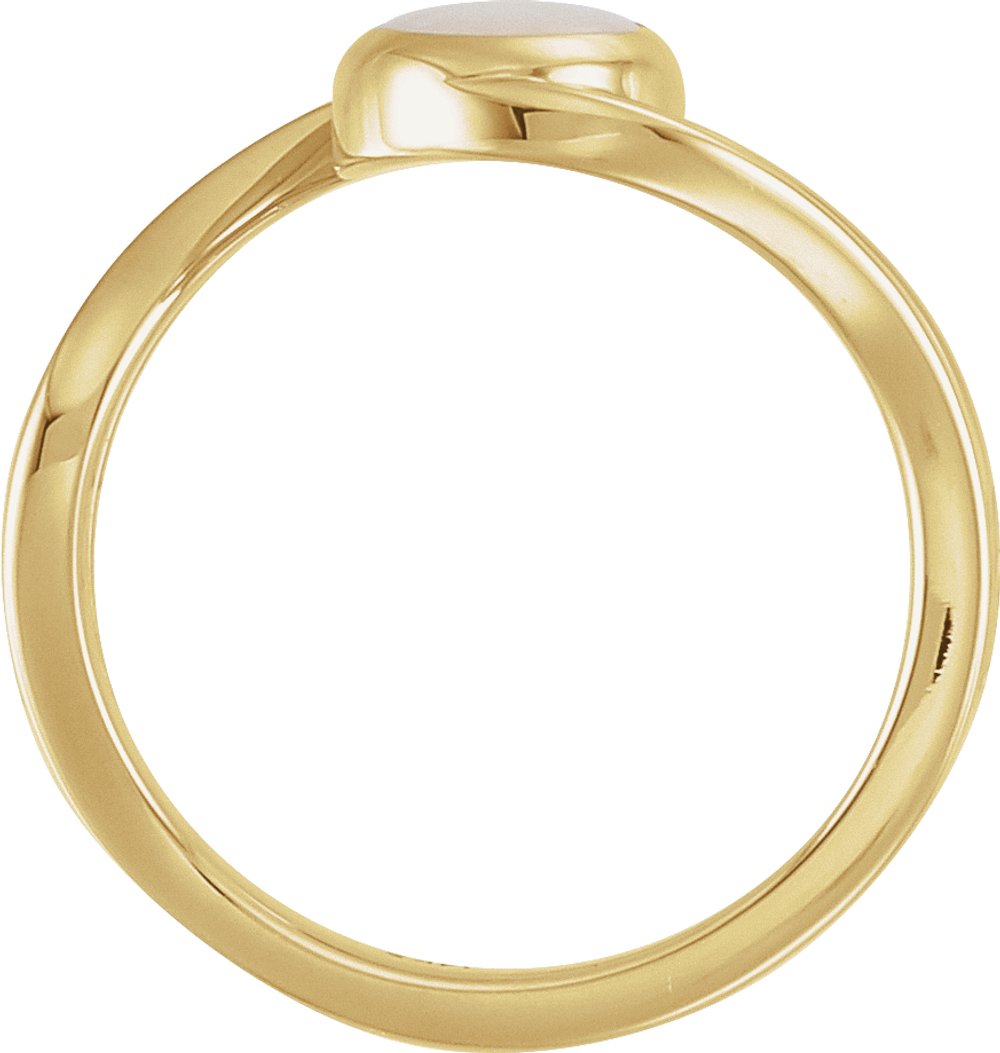 14K Yellow Gold Natural White Opal Cabochon Ring