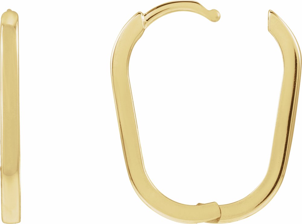 14K Yellow Gold Elongated Oval 20 mm Hoop Earrings
