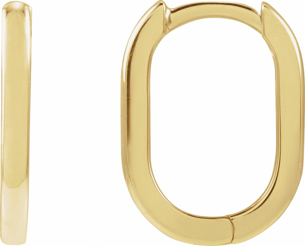 10K Yellow Gold Elongated Oval 14 mm Hoop Earrings