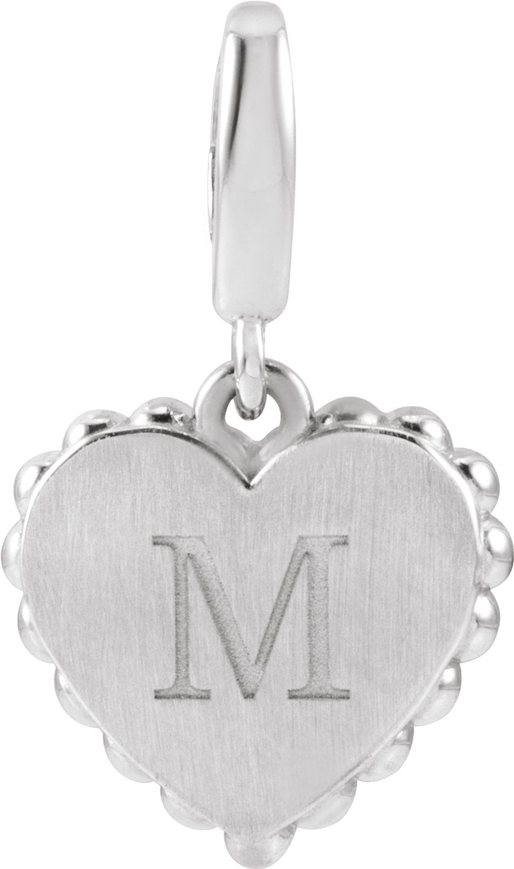 14K White Gold Engravable Heart Charm/Pendant