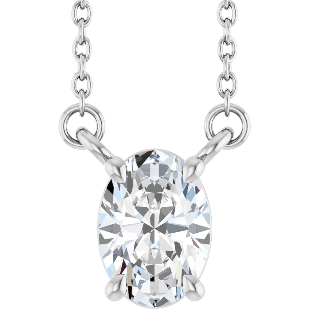 14K White Gold 3/4 CT Lab-Grown Diamond 18" Necklace