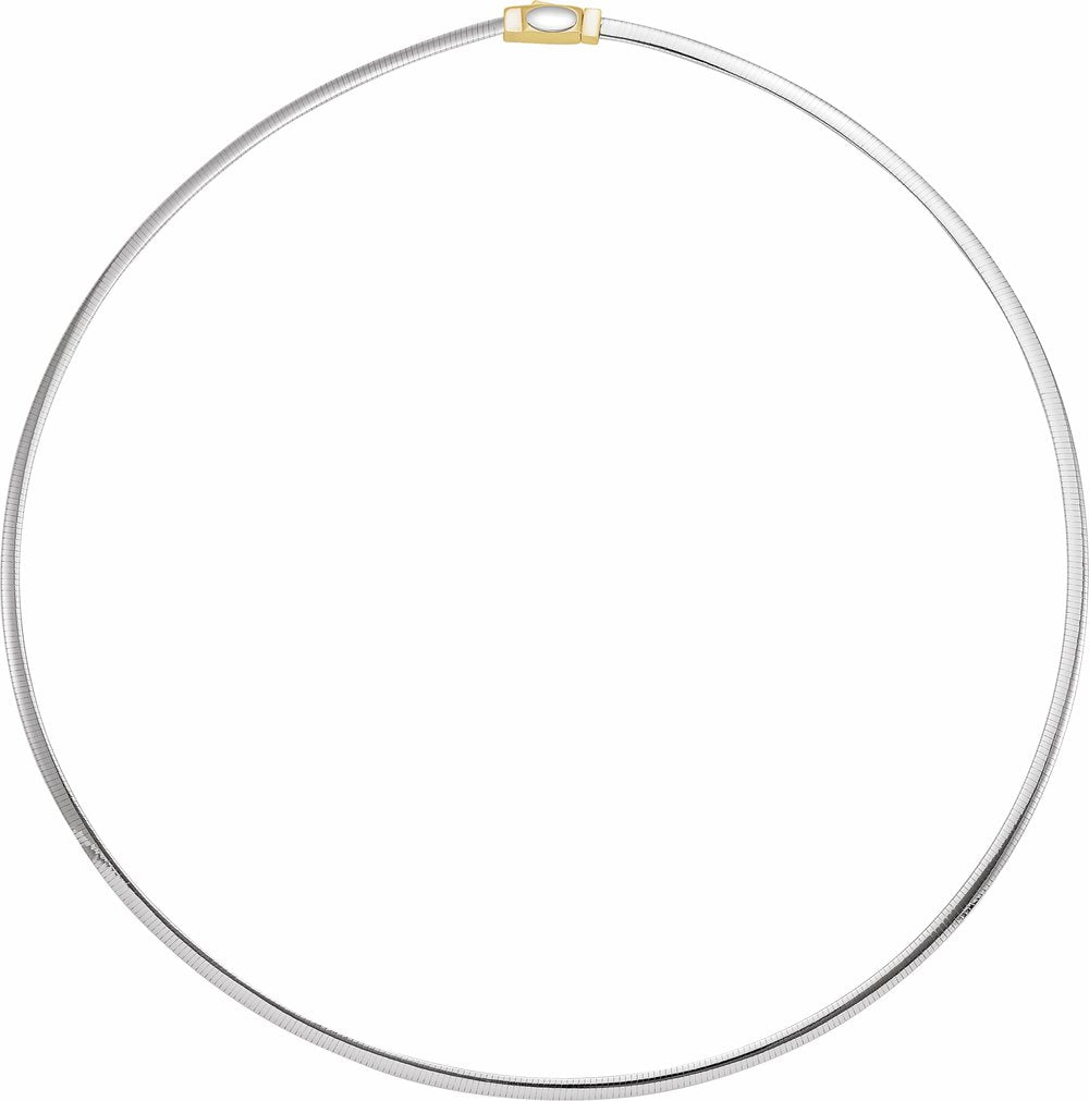 14K Yellow/White Gold 3 mm Reversible Omega 16" Chain