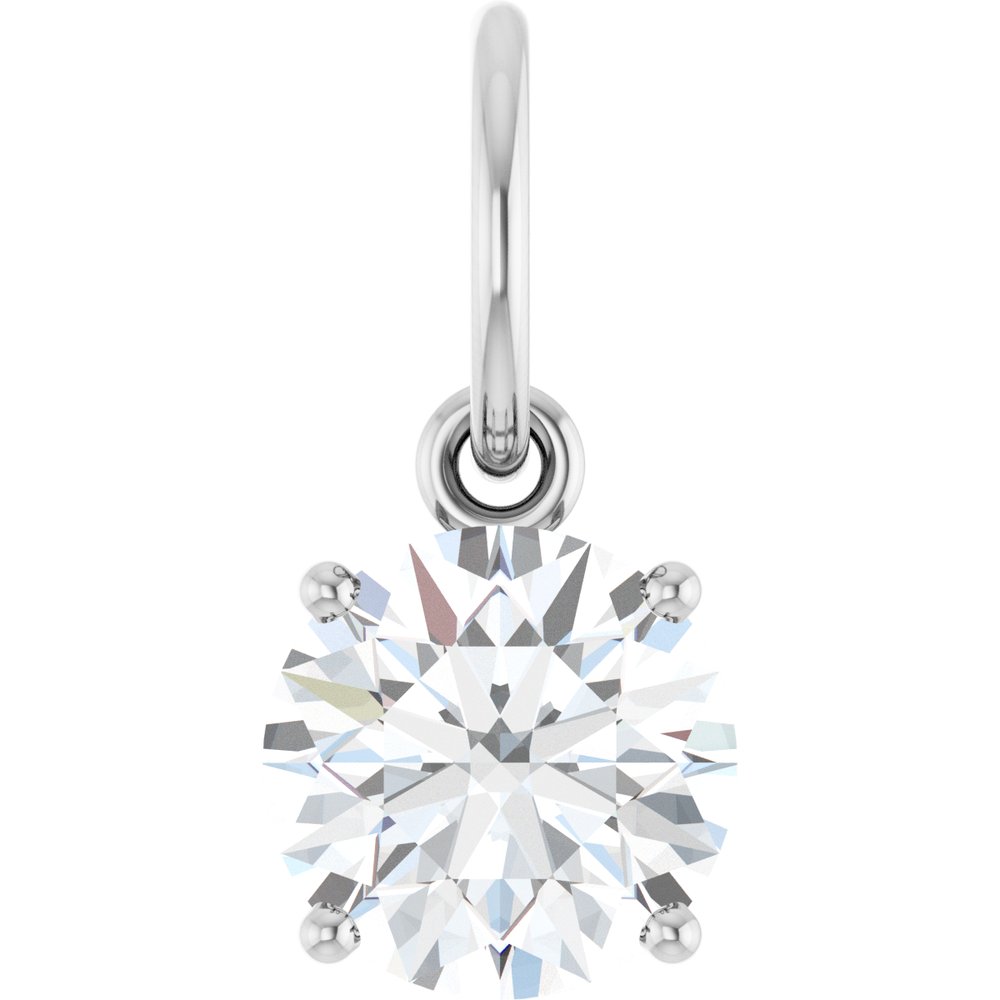 14K White Gold 1 CT Lab-Grown Diamond Charm/Pendant