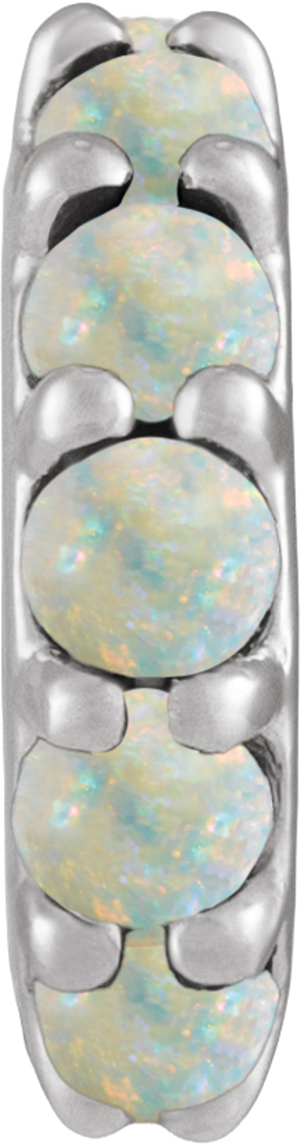 Sterling Silver Natural White Opal Cabochon Spacer Charm/Pendant