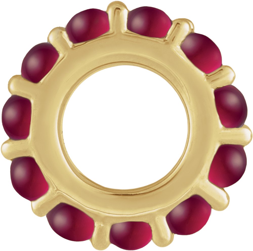 14K Yellow Gold Lab-Grown Ruby Cabochon Spacer Charm/Pendant