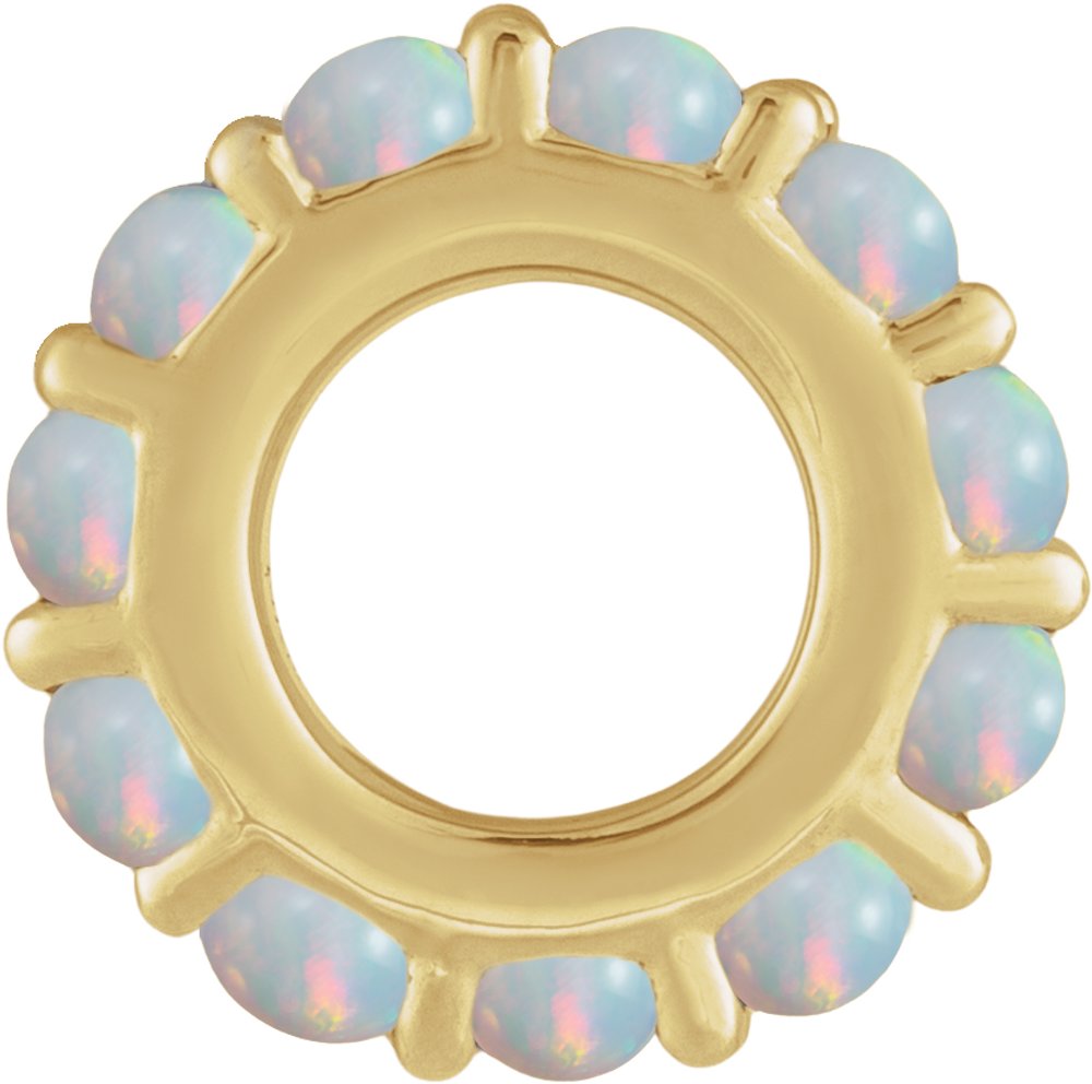 14K Yellow Gold Natural Ethiopian Opal Cabochon Spacer Charm/Pendant