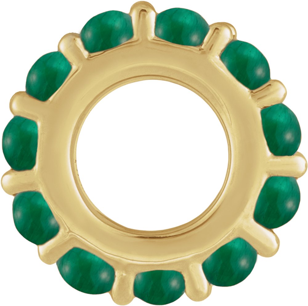 14K Yellow Gold Natural Emerald Cabochon Spacer Charm/Pendant