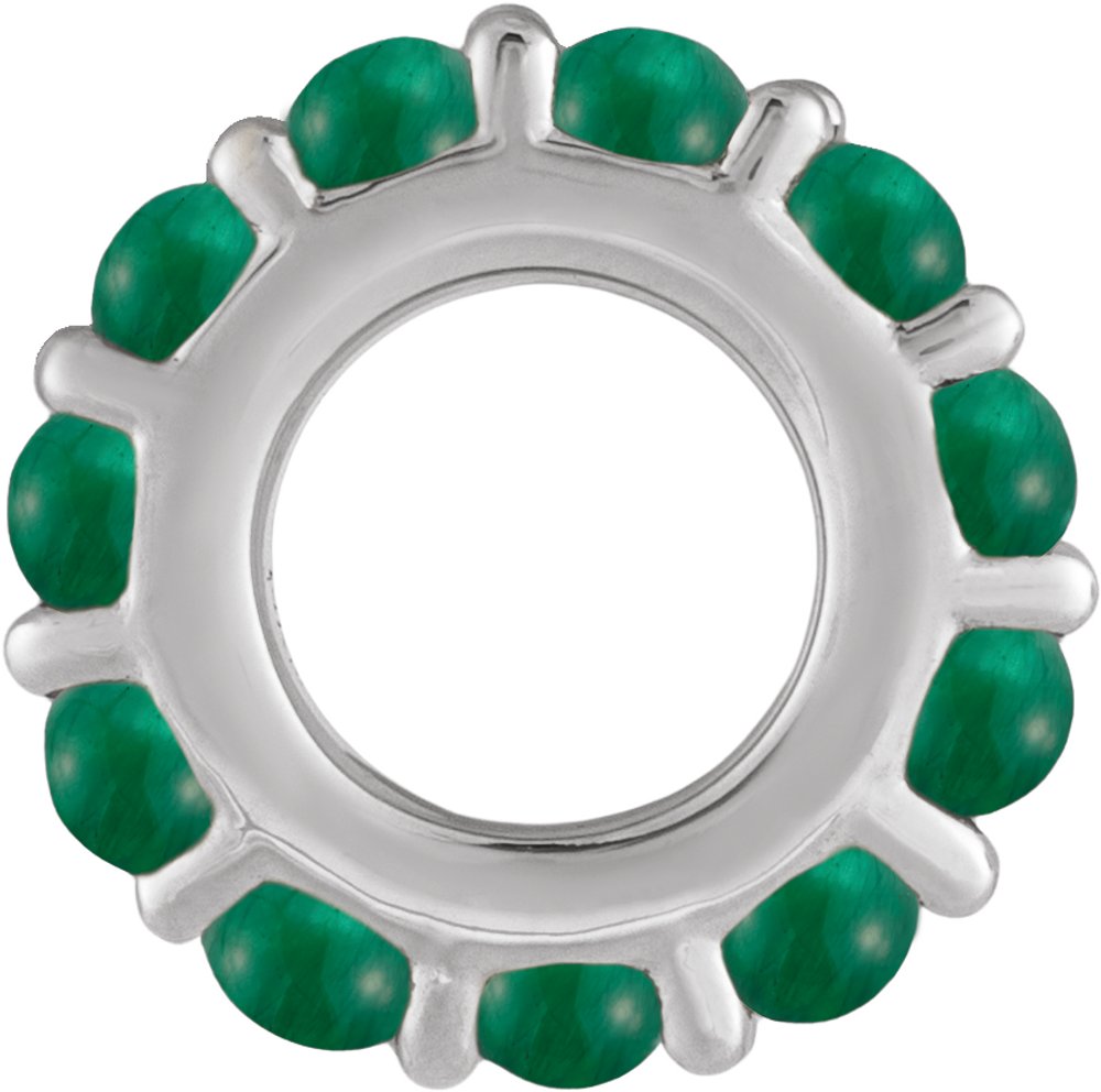 Sterling Silver Lab-Grown Emerald Cabochon Spacer Charm/Pendant